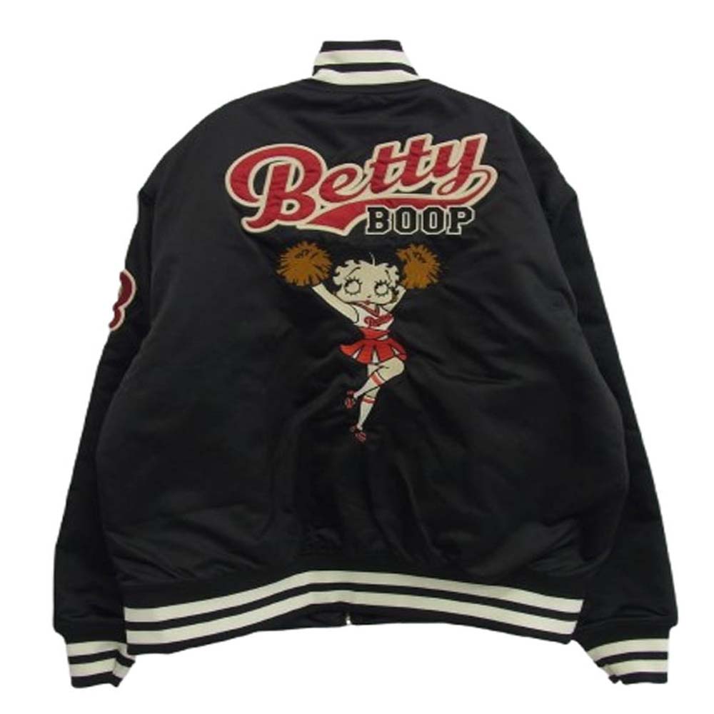 ブレイブマン the brave man BETTY BOOP ベティちゃん スタジアム ジャケット ブラック系 XXL メンズ【古着】【中古】