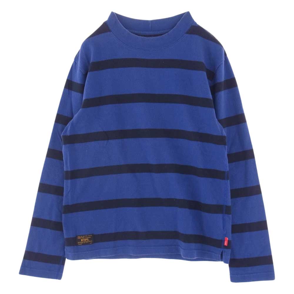 WTAPS ダブルタップス Tシャツ 15AW 152ATDT-CSM15 VASQUE L/S BANNER SS TEE COTTON コットン ボーダー 長袖 Tシャツ バスクシャツ カットソー ブルー系 M メンズ【古着】【中古】