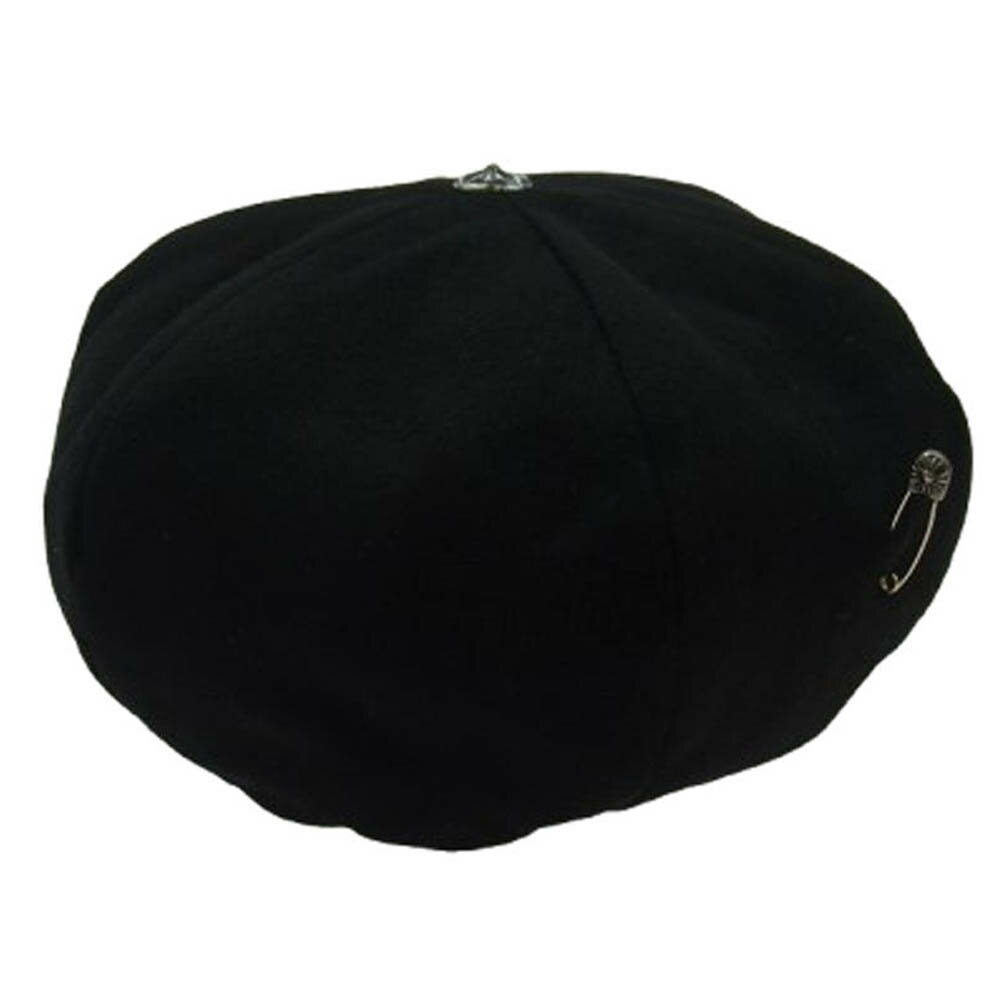 CHROME HEARTS クロムハーツ(原本無) GINA ジーナ セーフピン付き クロスボール カシミヤ ベレー帽 ブラック系 56cm メンズ【中古】