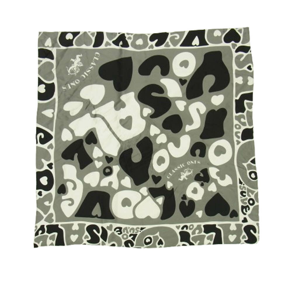 PORTER CLASSIC ポータークラシック CLASSIC ONES SILK SCARF LOVE ラブ シルク スカーフ ブラック系 グレー系 メンズ【中古】