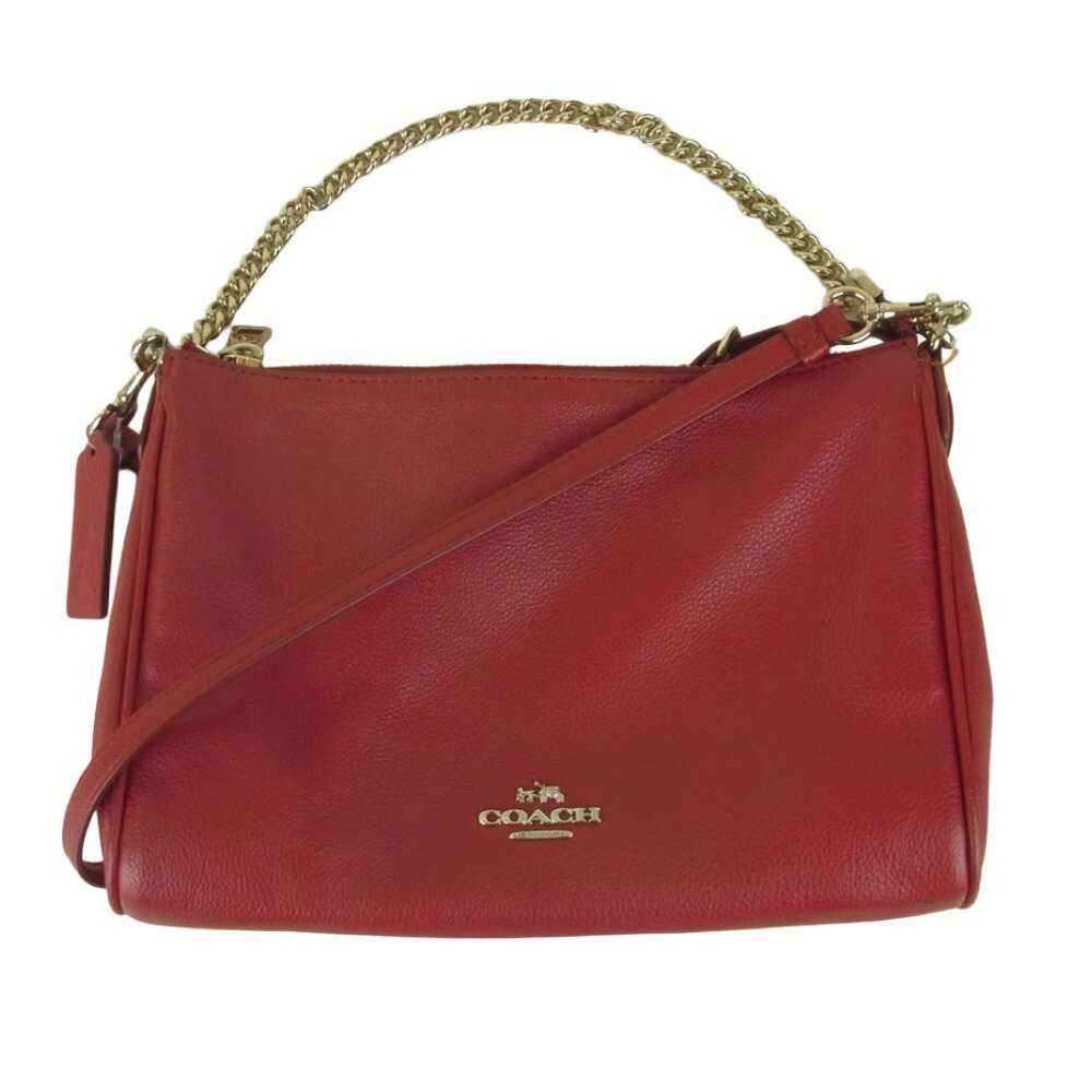 COACH コーチ 2WAY チェーン ハンドバッグ ショルダー バッグ 中国製 レッド系 レディース【中古】