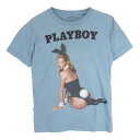 MARC JACOBS マークジェイコブス × Playboy プレイボーイ ガール プリント 半袖 Tシャツ ライトブルー系 S メンズ【古着】【中古】