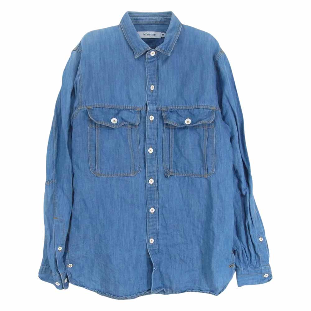 nonnative ノンネイティブ NN-S2308 WORKER SHIRT C/L 7oz DENIM コットン リネン 長袖 ワーク デニム シャツ インディゴブルー系 O メンズ【古着】【中古】