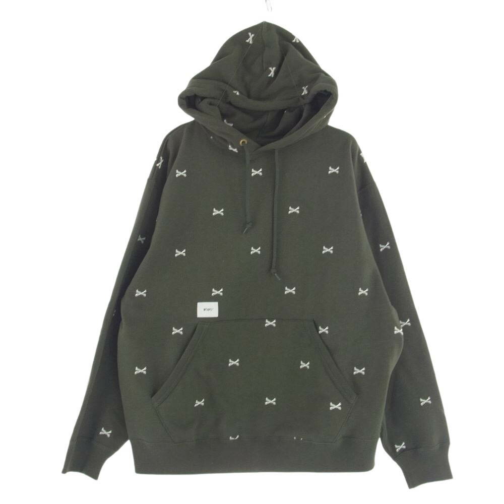 WTAPS ダブルタップス パーカー 23SS 222ATDT-CSM26 ACNE HOODY CTPL TEXTILE クロスボーン 刺繍 プルオーバー パーカー Olive Drab X 03 メンズ【古着】【中古】