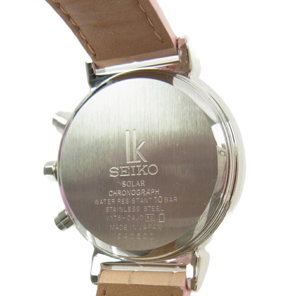 SEIKO セイコー SSVS007 LUKIA ルキア 腕時計 ソーラー クロノグラフ 1ダイヤ クロコダイルレザーバンド ピンク系 メンズ【中古】