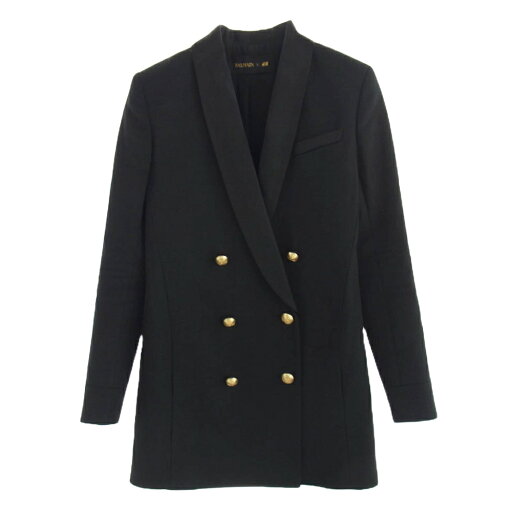 BALMAIN バルマン × H&M 金ボタン ショールカラー ブレザー テーラードジャケット ブラック系 32 レディース【古着】【中古】 BALMAIN バルマン × H&M 金ボタン ショールカラー ブレザー テーラードジャケット ブラック系 32 レディース【古着】【中古】
