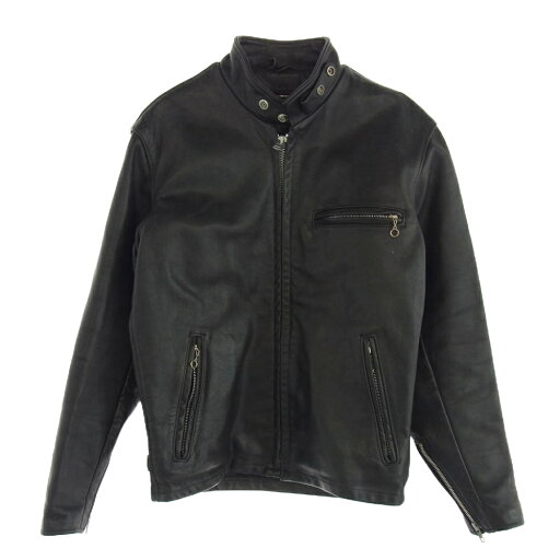schott ショット シングル ライダースジャケット ブラック系 36 メンズ【古着】【中古】 schott ショット シングル ライダースジャケット ブラック系 36 メンズ【古着】【中古】