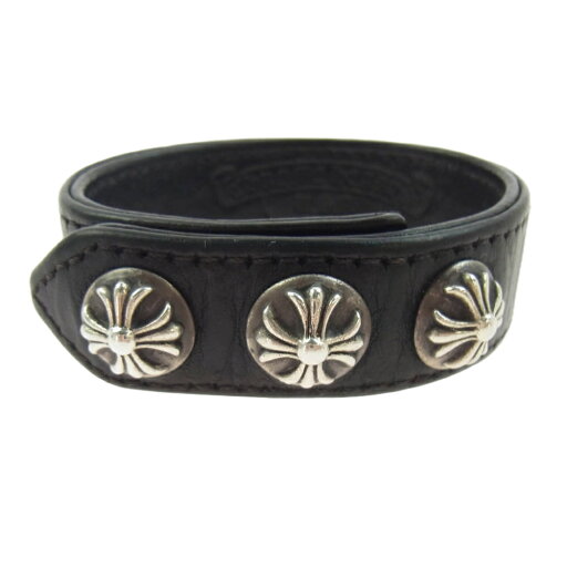 CHROME HEARTS クロムハーツ(原本無) 3BTN 2SNP クロスボール 3ボタン 2スナップ レザー ブレスレット ブラック系 メンズ【中古】 CHROME HEARTS クロムハーツ(原本無) 3BTN 2SNP クロスボール 3ボタン 2スナップ レザー ブレスレット ブラック系 メンズ【中古】