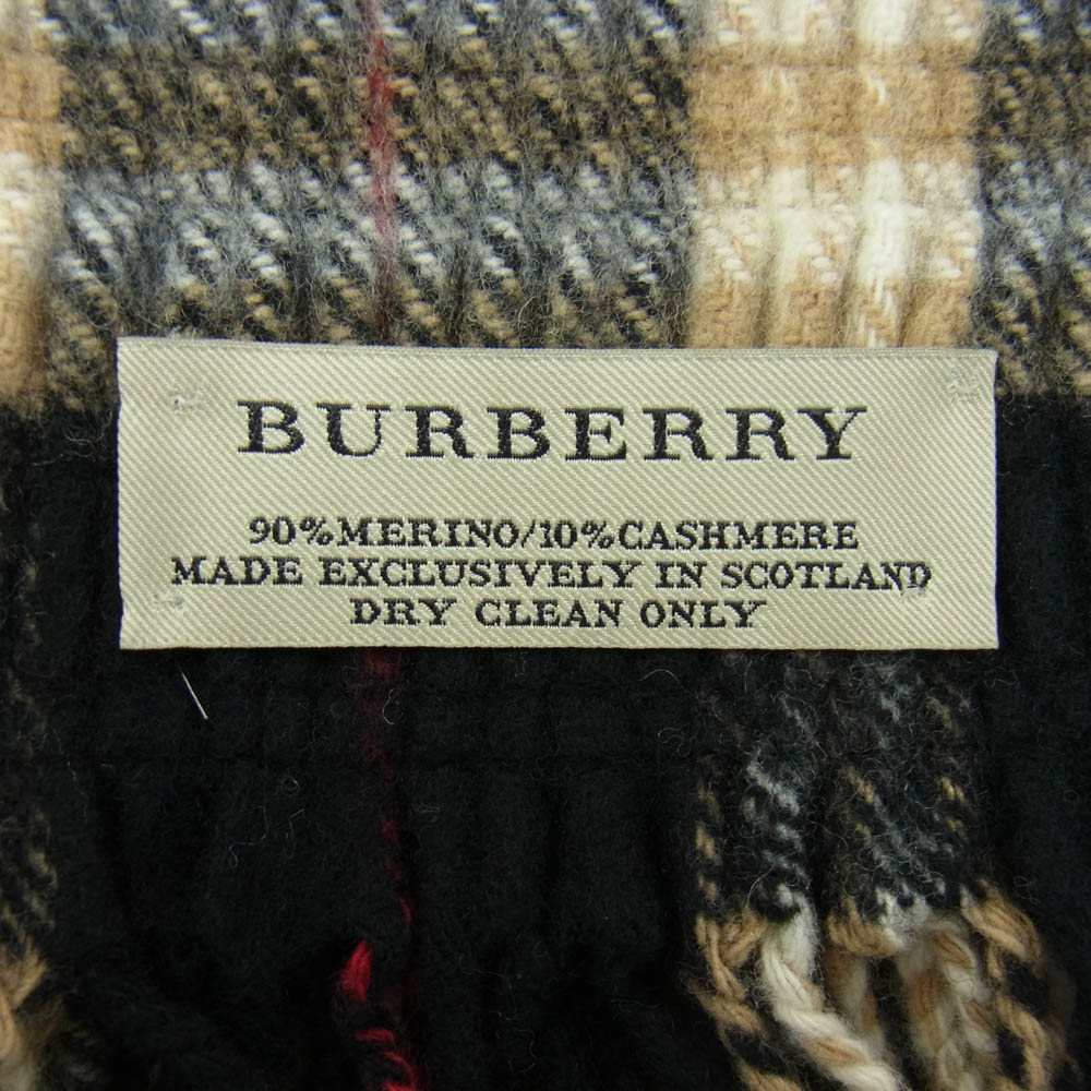 BURBERRY バーバリー カシミヤ混 メリノウール ノバチェック マフラー ブラック系 ライトブラウン系 レディース【中古】
