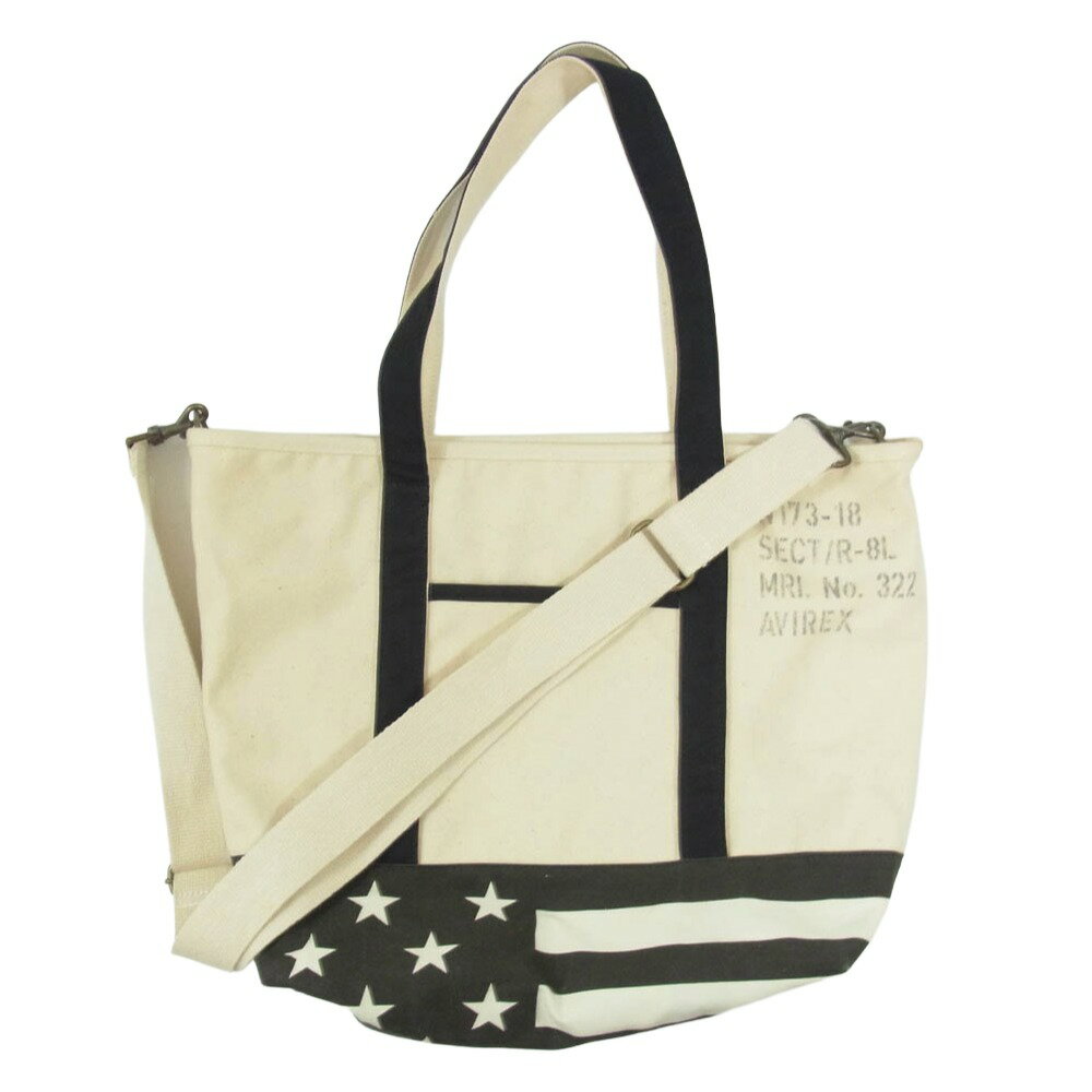 AVIREX アヴィレックス 2WAY 星条旗 キャンバス トート ショルダー バッグ ブラック系 メンズ【中古】