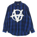 VETEMENTS ヴェトモン UA52SH850B Anarchy Flannel Shirt アナーキー プリント フランネル スナップボタン長袖 シャツ ブルー系 S メンズ【古着】【中古】
