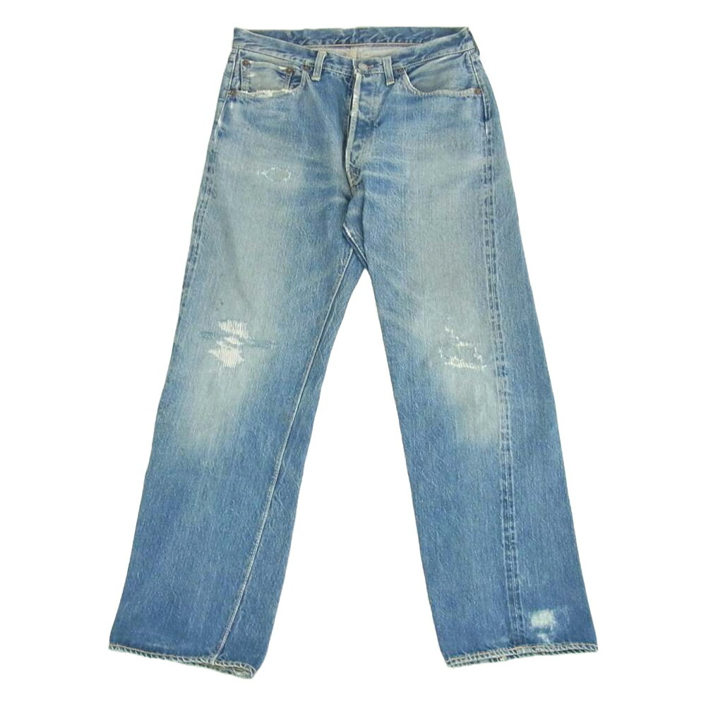 Levi's リーバイス オリジナル 50s 501XX BIGE 紙パッチ ボタン裏刻印無し 鉄製リベット刻印16 オフセット デニムパンツ ライトブルー系 ...