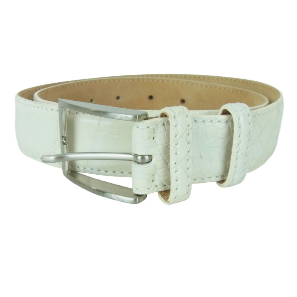 ヴァッカーリ VACCARI イタリア製 クロコダイル レザー ベルト ホワイト系 メンズ【中古】