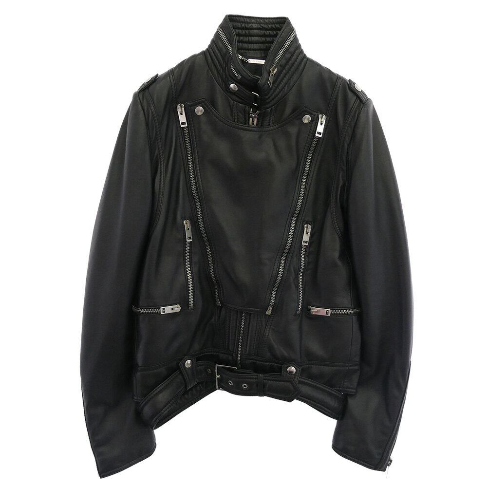 DIOR HOMME ディオールオム 04AW 4HH5041101 エディ期 フラップ レザー シングル ライダース ジャケット ブラック系 48 メンズ【古...