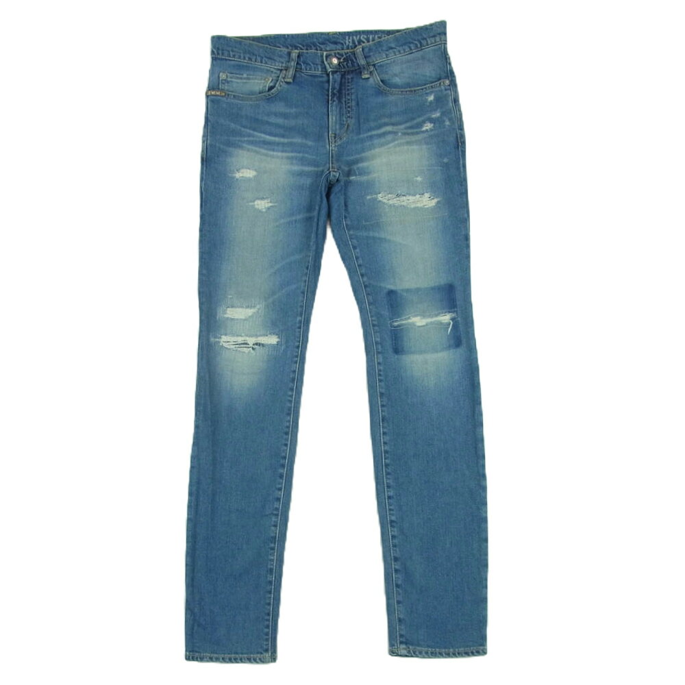 HYSTERIC GLAMOUR ヒステリックグラマー 02213AP08 RSC加工 10.25oz リヨセル ストレッチ スリム デニム パンツ インディゴブルー系 29 メンズ【古着】【中古】