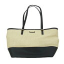 Kate Spade ケイトスペード ストロー サフィアーノ レザー かご バッグ トートバッグ ベージュ系 ブラック系 レディース【中古】