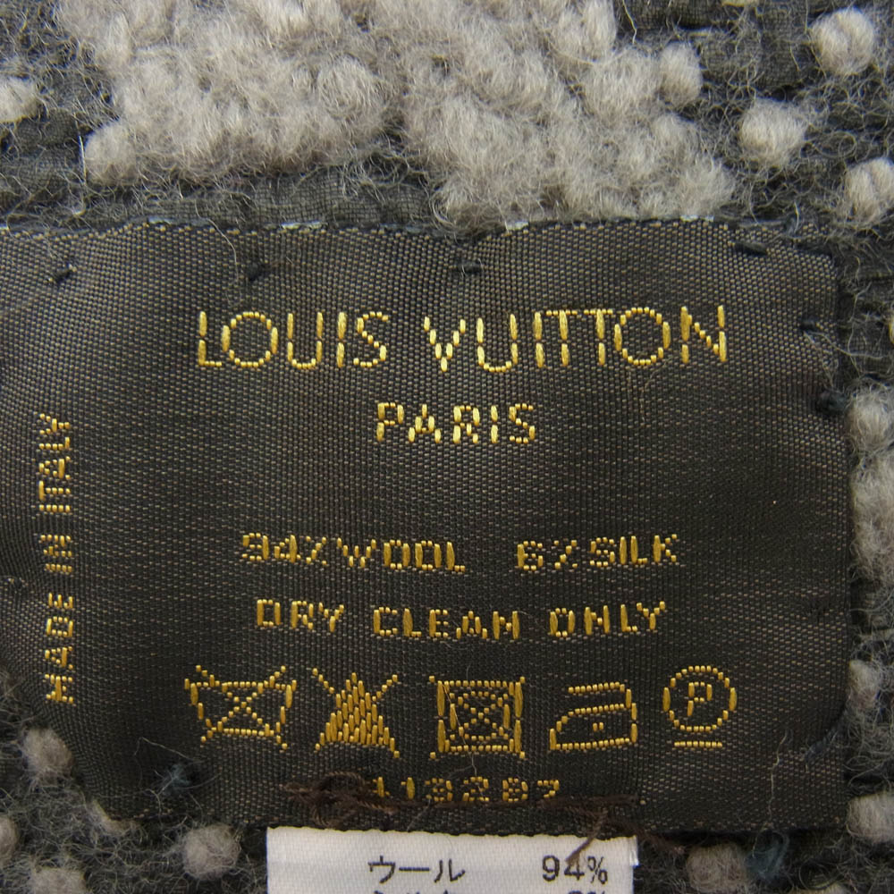 LOUIS VUITTON ルイ・ヴィトン エシャルプ ロゴマニア グリペルル モノグラム 総柄 ウール シルク マフラー グレー系 メンズ【中古】