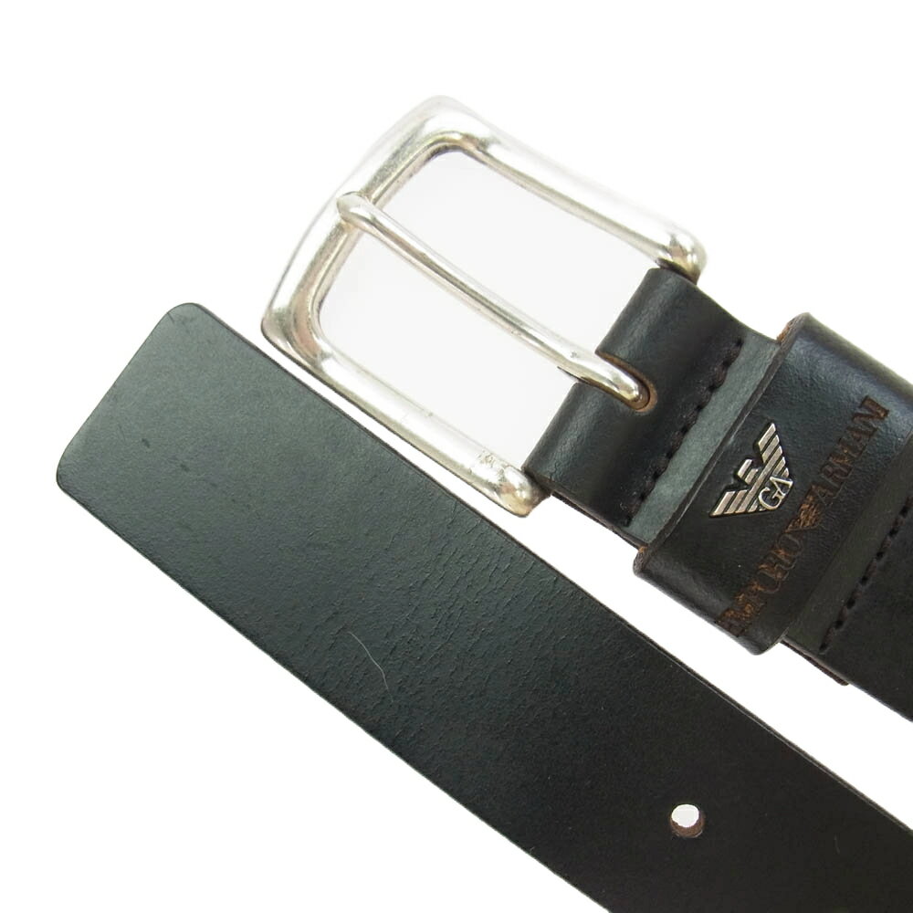 Emporio Armani エンポリオ・アルマーニ Y4S198 LEATHER BELT ロゴ レザー ベルト ブラック系 メンズ【中古】