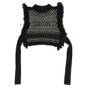 HYKE ハイク 23AW NORDIC FRINGE SWEATER VEST ノルディック フリンジ セーター ニット ベスト ブラック系 レディース【古着...