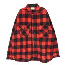 60s pennys towncraft ペニーズ タウンクラフト バッファローチェック シャツ マチ付き フラップポケット レッド系 L メンズ【古着】【中古】