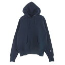 Champion チャンピオン C5-U101 USA製 復刻 REVERSE WEAVE PULL OVER PARKA リバースウィーブ 赤単タグ プルオーバー エクスパンションガゼット 裏起毛 ネイビー系 L メンズ【古着】【中古】(4)