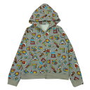 A BATHING APE アベイシングエイプ 青山限定 BABY MILO 総柄 フルジップ スウェット パーカー グレー系 S メンズ【古着】【中古】