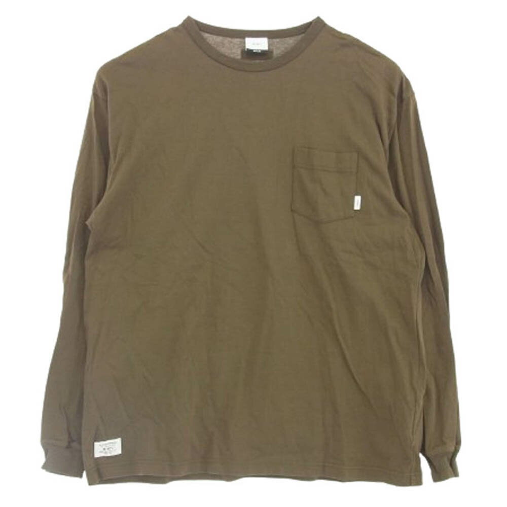 WTAPS ダブルタップス 20AW 202ATDT-CSM08 BLANK LS TEE ポケット ロングスリーブ Tシャツ 長袖カットソー カーキ系 4 メンズ【古着】【中古】