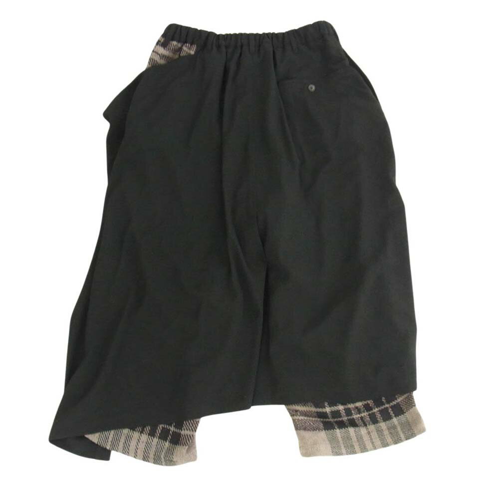 Yohji Yamamoto POUR HOMME ヨウジヤマモトプールオム 20AW HR-P66-876 二重ラップ Pチェック柄 パンツ ブラック系 2 メンズ【古着】【中古】