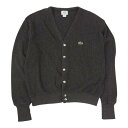 LACOSTE ラコステ USA製 IZOD アイゾッド ワニワッペン刺繍 オーロン ニット カーディガン グレー系 L メンズ【古着】【中古】