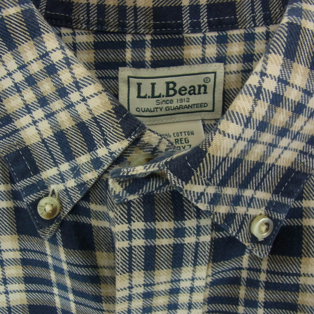 L.L.Bean エルエルビーン 00s ボタンダウン チェック 長袖 ネルシャツ グリーン系 M メンズ【古着】【中古】