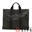 エルメス エールライントートMM キャンバス レディーストートバッグ グレー【中古】