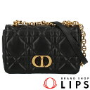 ディオール Dior Caro ソフトバッグ スモール M9252UHPA_M900 ラムスキン レディースショルダーバッグ ブラック【中古】