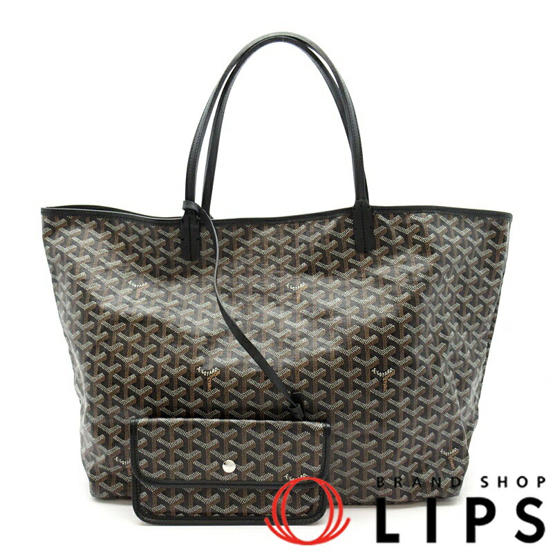 ゴヤール サンルイGM PVC/レザー メンズトートバッグ ブラック【中古】