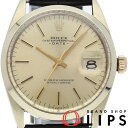 【中古】 ロレックス オイスター パーペチュアル デイト アンティーク Oyster Perpetual Date 1550(3) GP/革 メンズ時計 シャンパンカラー