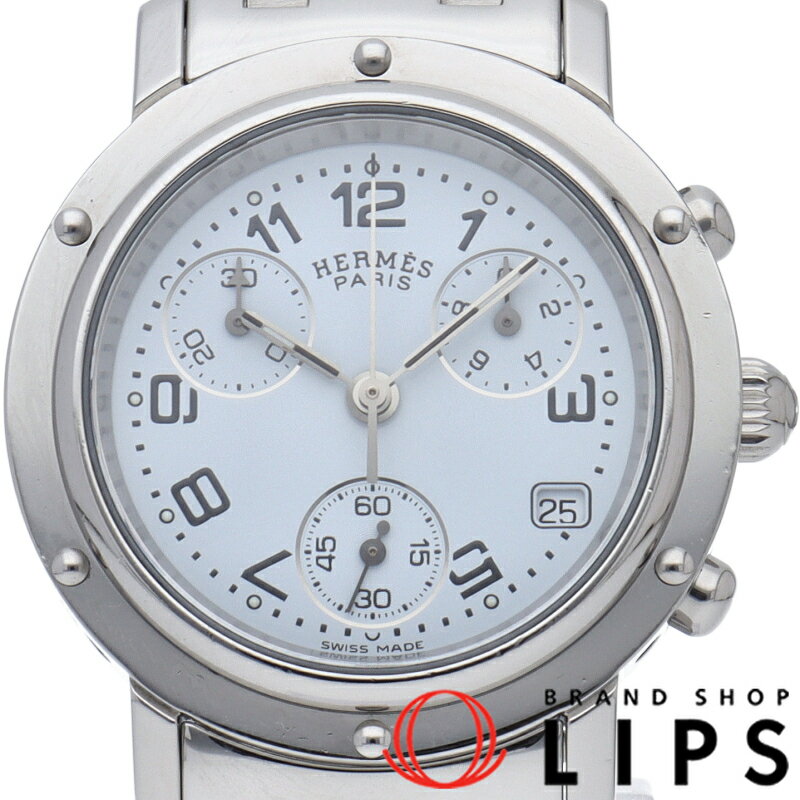 【中古】 エルメス クリッパー レディース時計 クロノグラフ Clipper Chronograph CL1.310 SS レディース時計 ホワイト