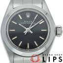 【中古】 ロレックス オイスターパーペチュアル レディース時計 アンティーク OH済 Oyster Perpetual 6719(4) K18WG/SS レディース時計 ブラック