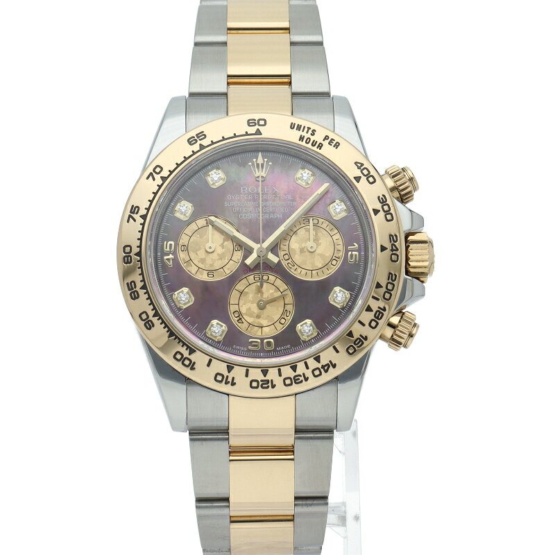 【中古】【箱 保証書】 ロレックス コスモグラフ デイトナ ウォッチ 8Pダイヤ ブラックシェル 新型バックル Cosmograph Daytona 116503NG K18YG/SS メンズ時計 ブラックシェル