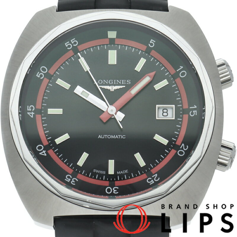 【中古】【箱 保証書】 ロンジン ヘリテージ ダイバー オートマチック 43mm Heritage Diver Automatic L2.795.4.52.9 SS/ラバー メンズ時計 ブラック