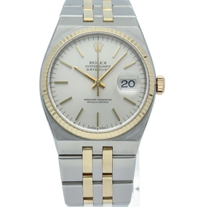 【中古】【国際サービス保証書】 ロレックス デイトジャスト メンズ時計 オイスタークォーツ Datejust 17013(6) K18YG/SS メンズ時計 シルバー