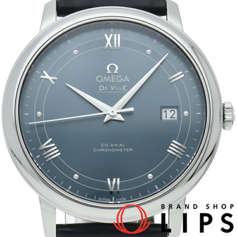 【中古】【箱 保証書】 オメガ デヴィル プレステージ コーアクシャル 39.5mm De ville Prestige Co-Axial 424.13.40.20.03.002 SS/革 メンズ時計 ブルー