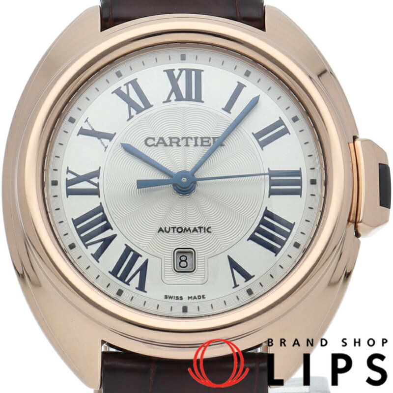 【中古】【箱 保証書】 カルティエ クレ ドゥ カルティエ ウォッチ 31mm Cle de Cartier WGCL0010 K18PG/革 レディース時計 ホワイト