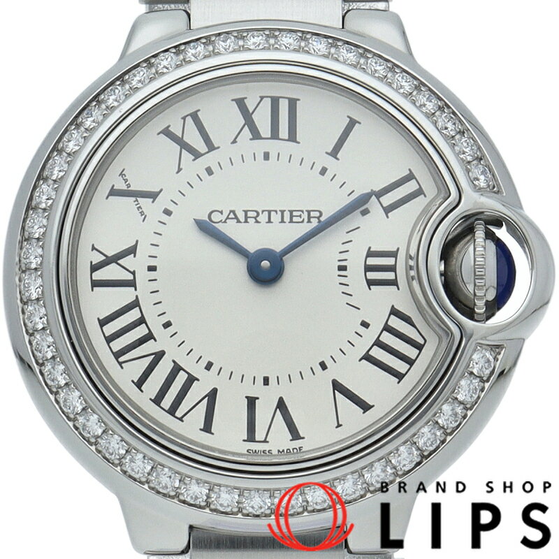 【中古】【箱 保証書】 カルティエ バロンブルー ドゥ カルティエ ウォッチ 28mm ダイヤベゼル Ballon Bleu 28mm W4BB0015 SS レディース時計 シルバー