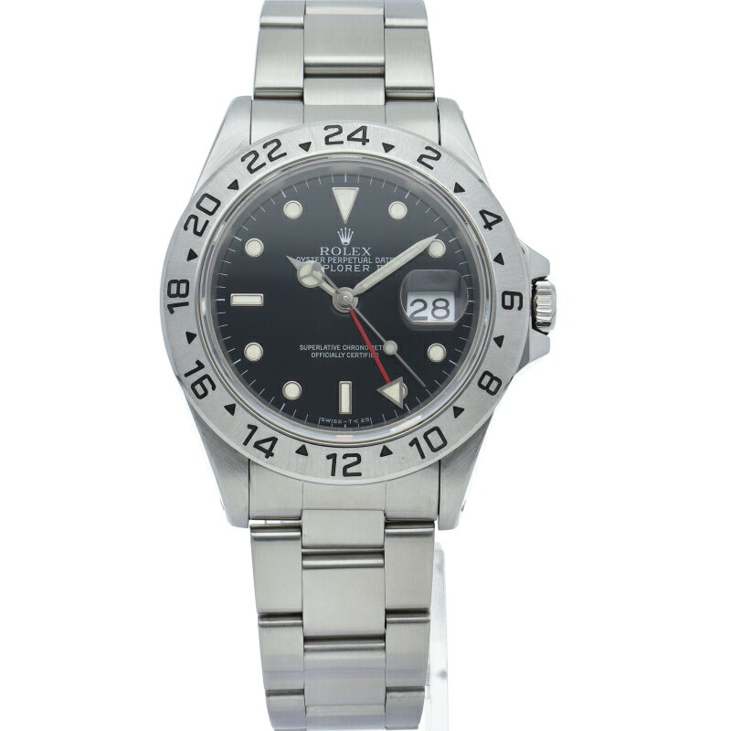 【中古】【箱 保証書】 ロレックス エクスプローラー2 トリチウム シングルバックル Explorer II 16570(S) SS メンズ時計 ブラック