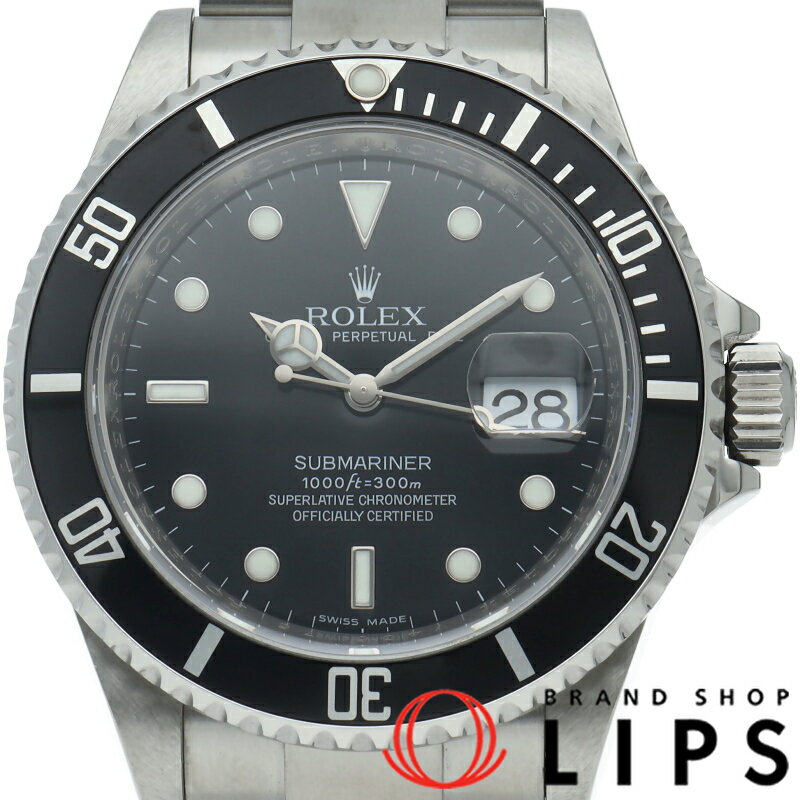Rakuten - 【中古】【箱 保証書】 ロレックス サブマリーナデイト ルーレット Submariner Date 16610LN(V) SS メンズ時計 ブラック