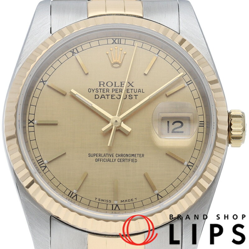 【中古】 ロレックス デイトジャスト メンズ時計 モザイク文字盤 Datejust Mens 16233(S) K18YG/SS メンズ時計 シャンパンカラー