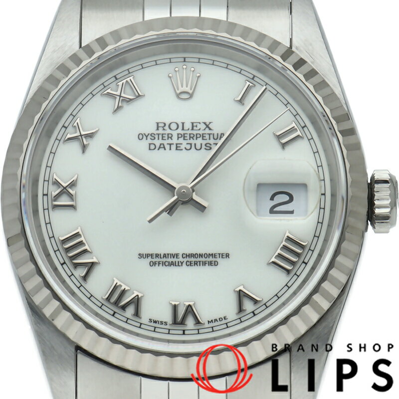 【中古】【箱 保証書】 ロレックス デイトジャスト メンズ時計 ホワイトシャンタン文字盤 Datejust Mens 16234(S) K18WG/SS メンズ時計 ホワイト