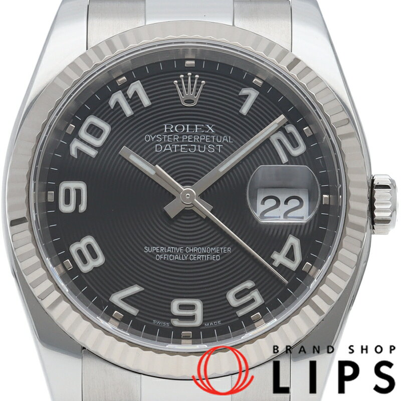 【中古】 ロレックス デイトジャスト36 メンズ時計 オイスター コンセントリック文字盤 Datejust 36 116234(D) K18WG/SS メンズ時計 ブラック