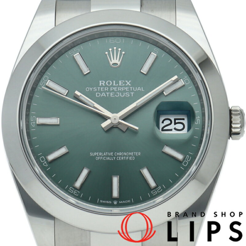 Rakuten - 【中古】【箱 保証書】 ロレックス デイトジャスト41 メンズ時計 オイスター ミントグリーン Datejust 41 Oyster Mint Green 126300 SS メンズ時計 ミントグリーン