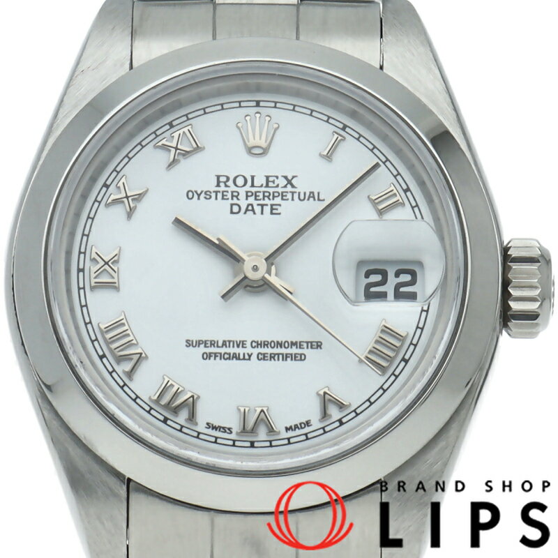 Rakuten - 【中古】【箱 国際サービス保証書】 ロレックス オイスターパーペチュアルデイト レディース時計 Oyster Perpetual Date 79160(F) SS レディース時計 ホワイト
