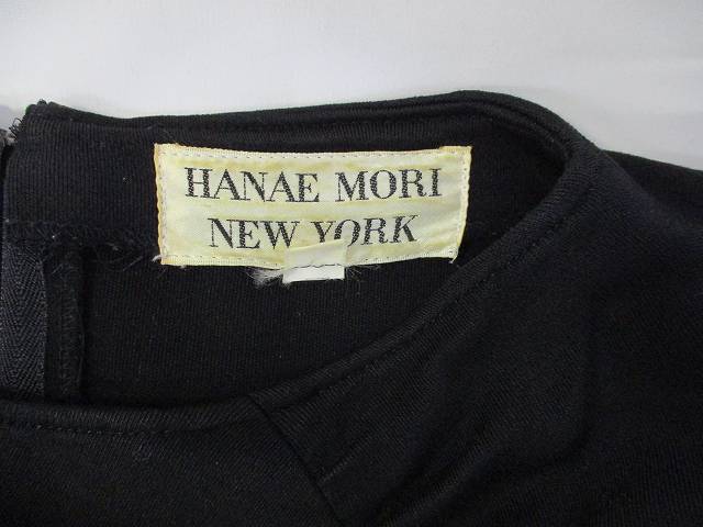 HANAE MORI NEW YORK ブラックフォーマル ドルマン袖 マキシ丈ワンピース 9A3 古着 レディース FD-8 ★併20201214